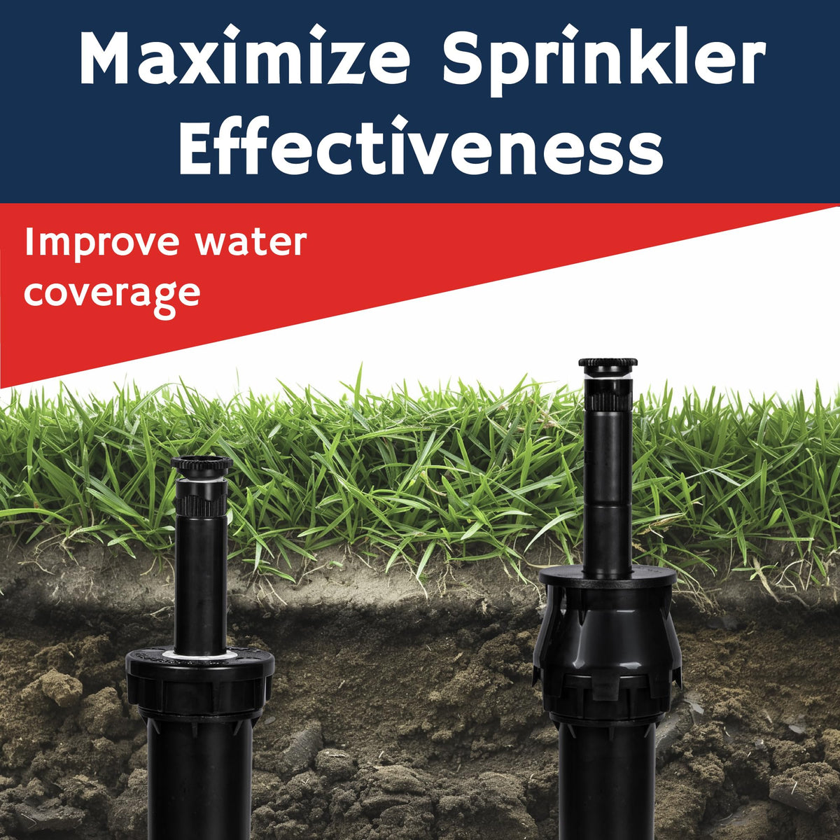 K-IT riser kit displayed beside lawn with improved watering efficiency potential