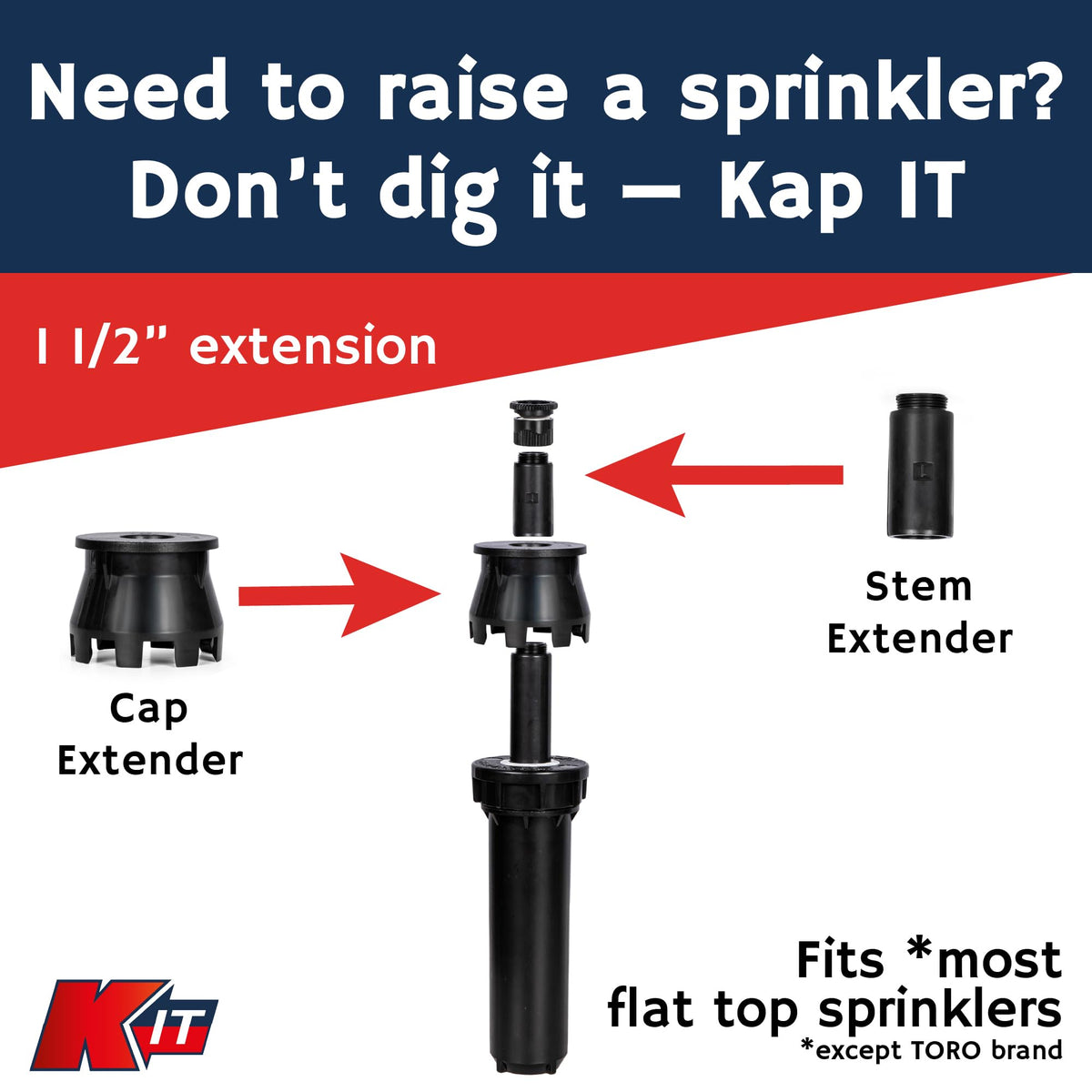 K-IT 1.5-inch riser next to lawn with no-dig installation