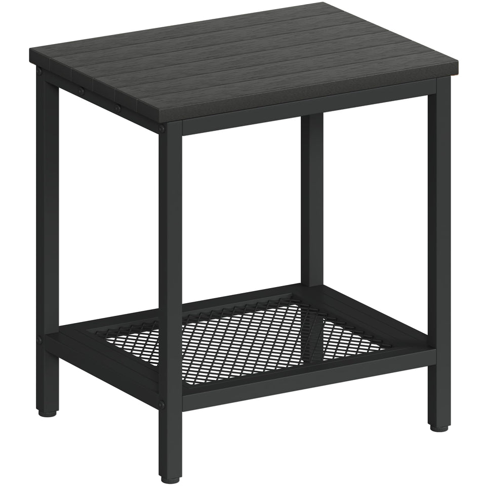 KAAPSAM outdoor side table with storage, a two-tier design for organized patio essentials.