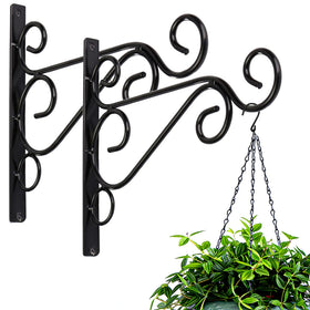 KABB black iron hanging bracket securing a bird feeder outdoors with rustic charm