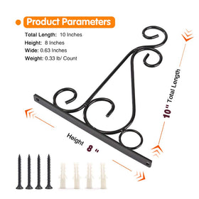 KABB wall-mount two-pack black iron brackets for flexible decor placement