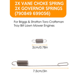 Kaberalty governor springs for Briggs & Stratton and lawn mower engines.