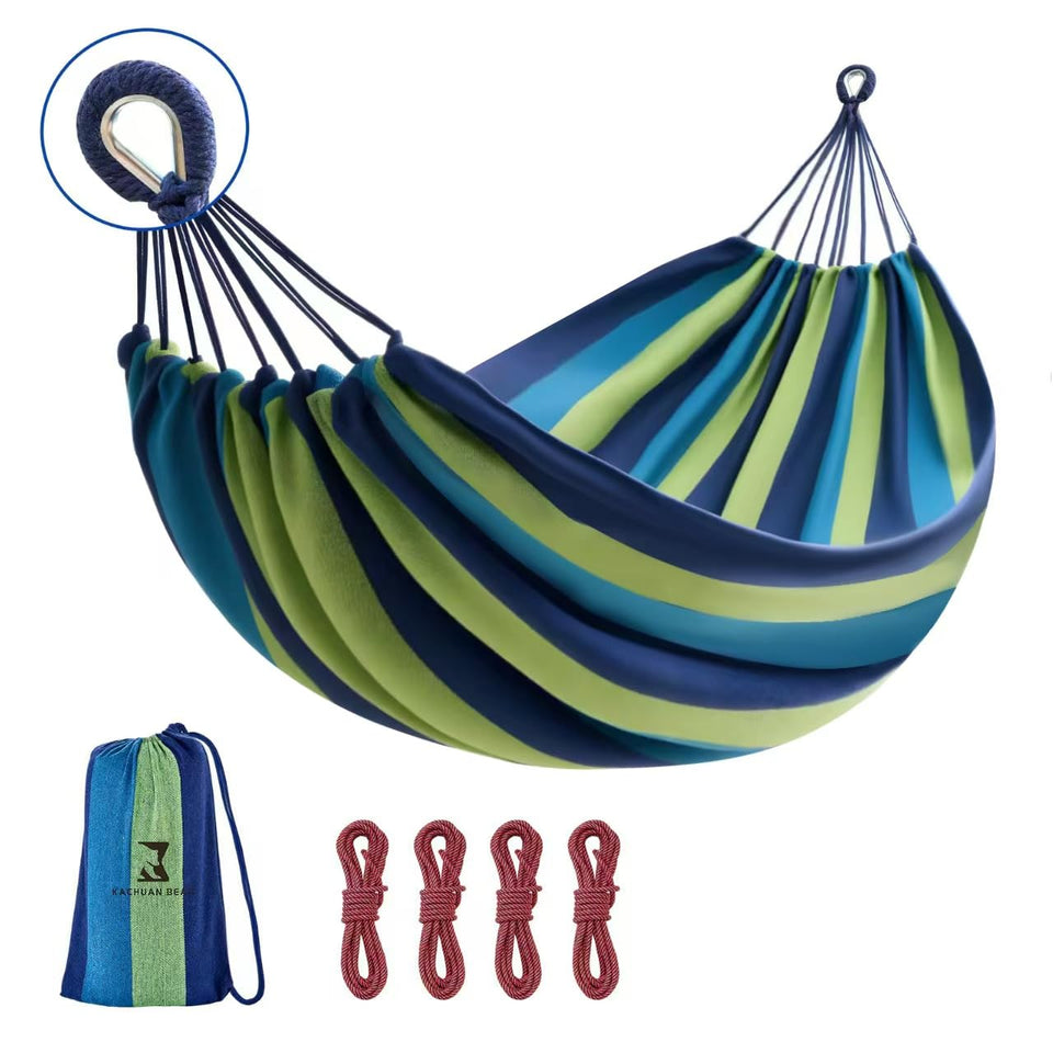 Kachuan Bear camping hammock 9x5 feet offers roomy outdoor comfort.