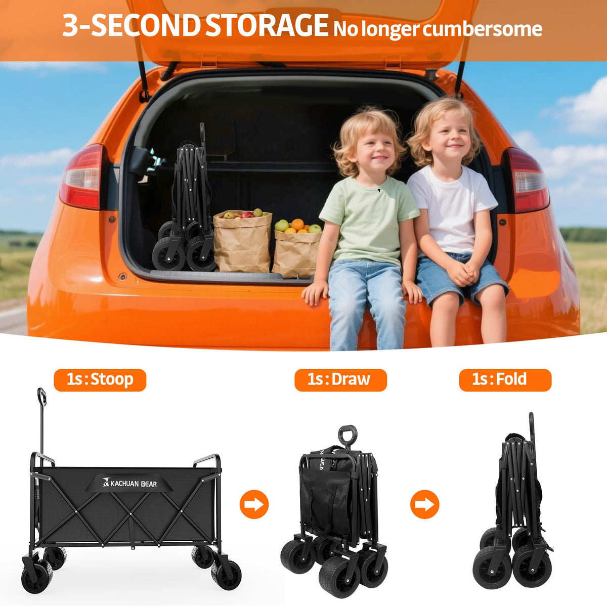 KACHUAN BEAR compact folded size fits car trunk and closet