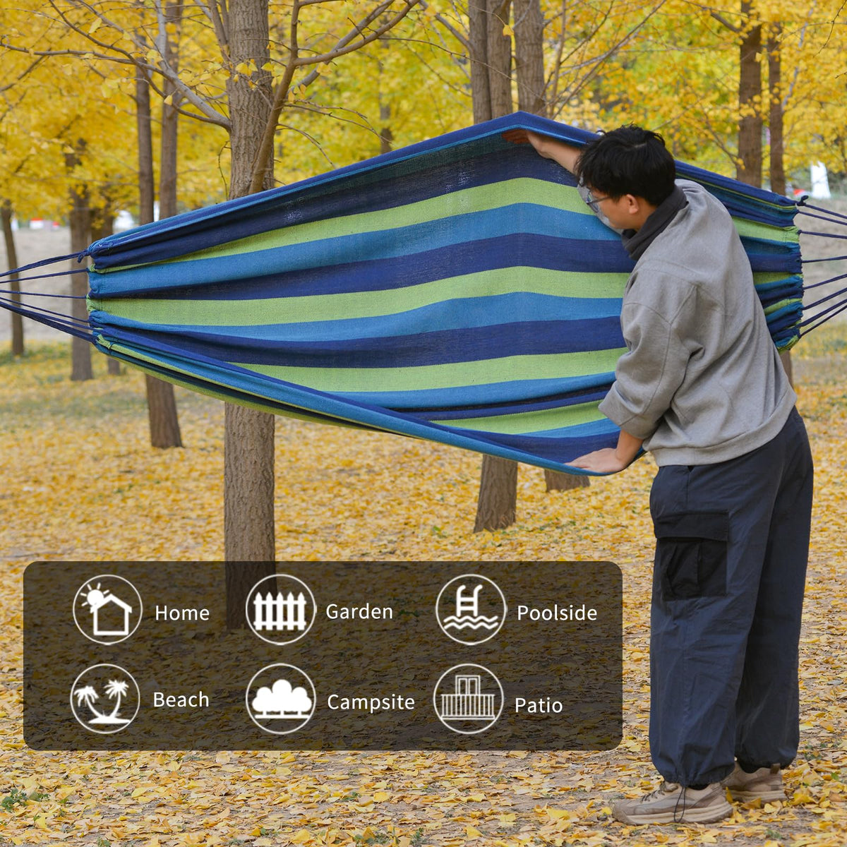 Kachuan Bear tree straps enable quick hammock mounting between trees.