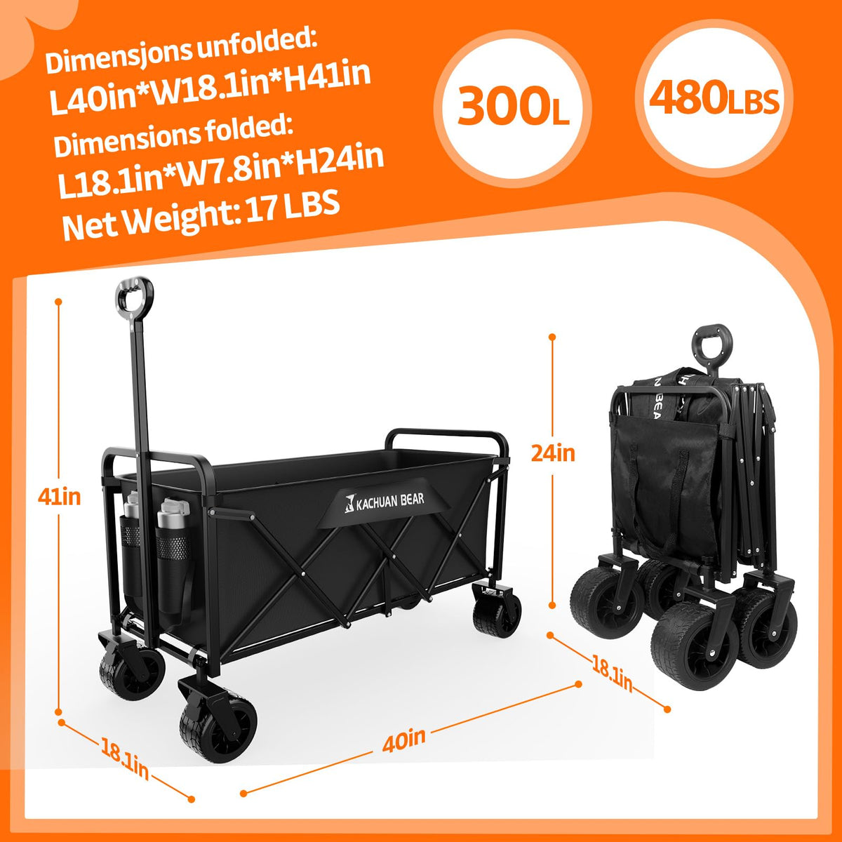 KACHUAN BEAR heavy-duty steel frame and 600D fabric endure tough use