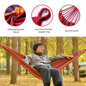 KACHUAN BEAR Rainbow Hammock with tree straps ready for setup.
