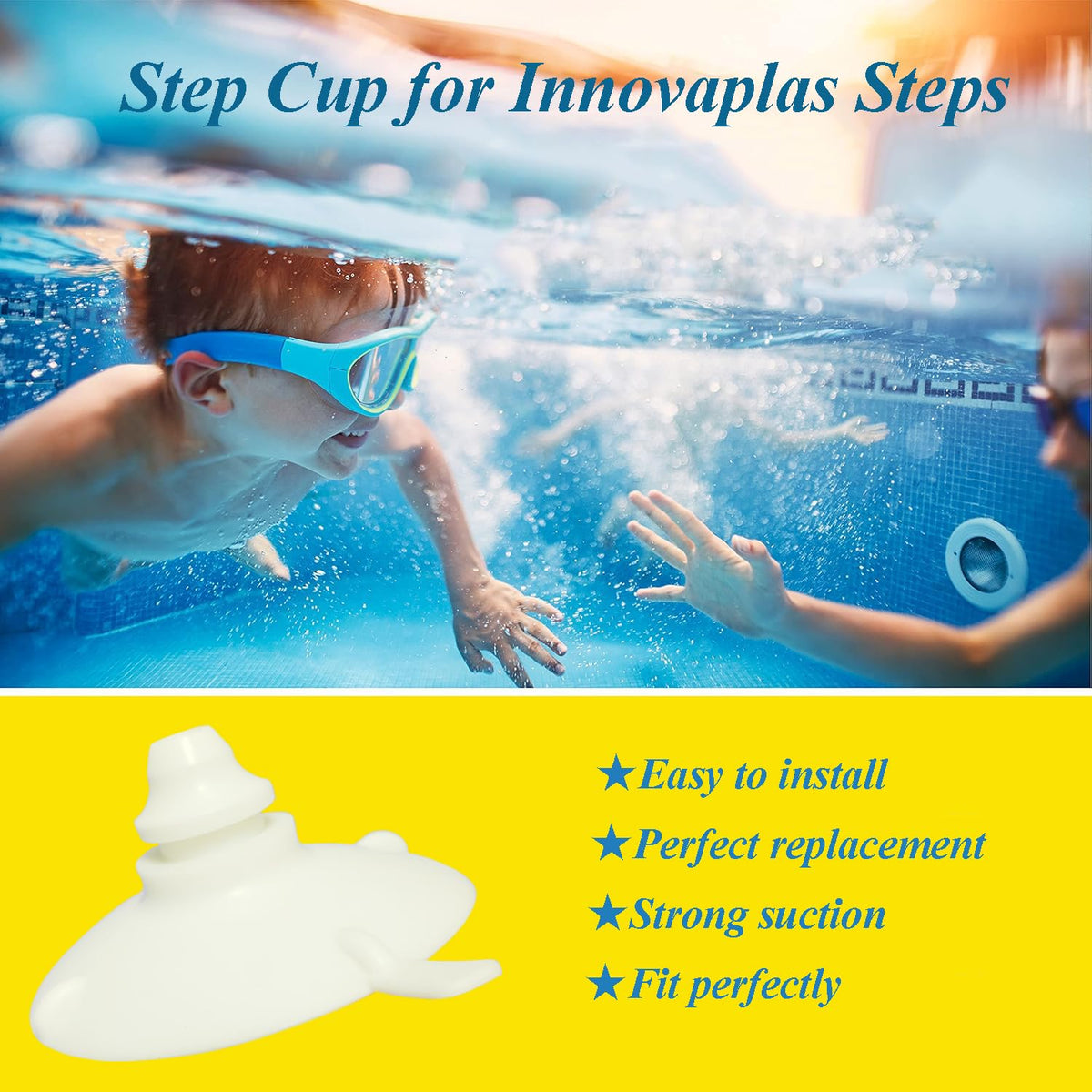 KACOMACO strong rubber suction for reliable pool step fixation