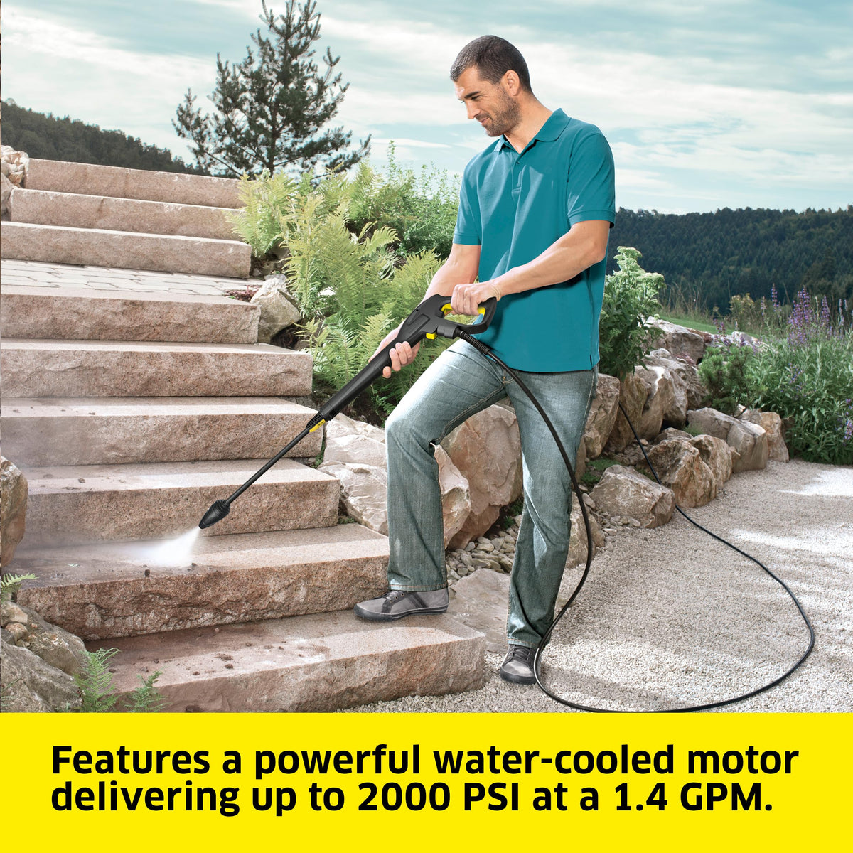 Kärcher K5 Premium hose reel keeps hose tidy and tangle-free
