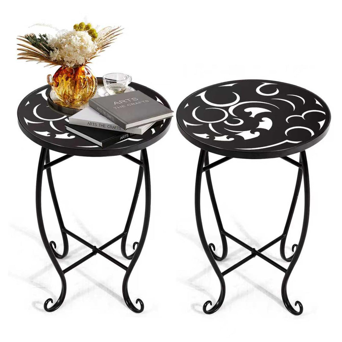 Kaesithar plant stand 15-inch swirl top elevates potted plants outdoors