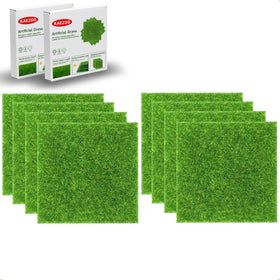 KAEZDD 8-pack 6x6 inch fake grass tiles arranged like a lawn for crafts and displays