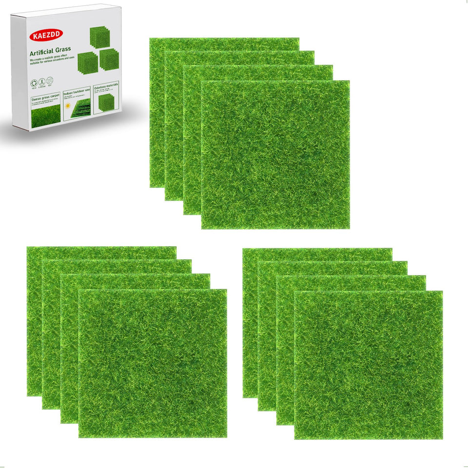 KAEZDD artificial grass tile 6x6 pack for crafts and indoor/outdoor mock lawn displays