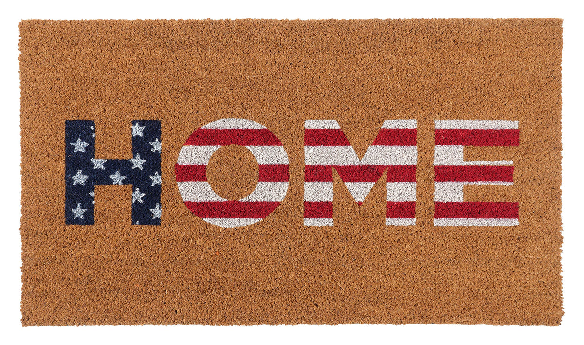 KAF Home American Flag coir doormat, front view, welcoming entryways.