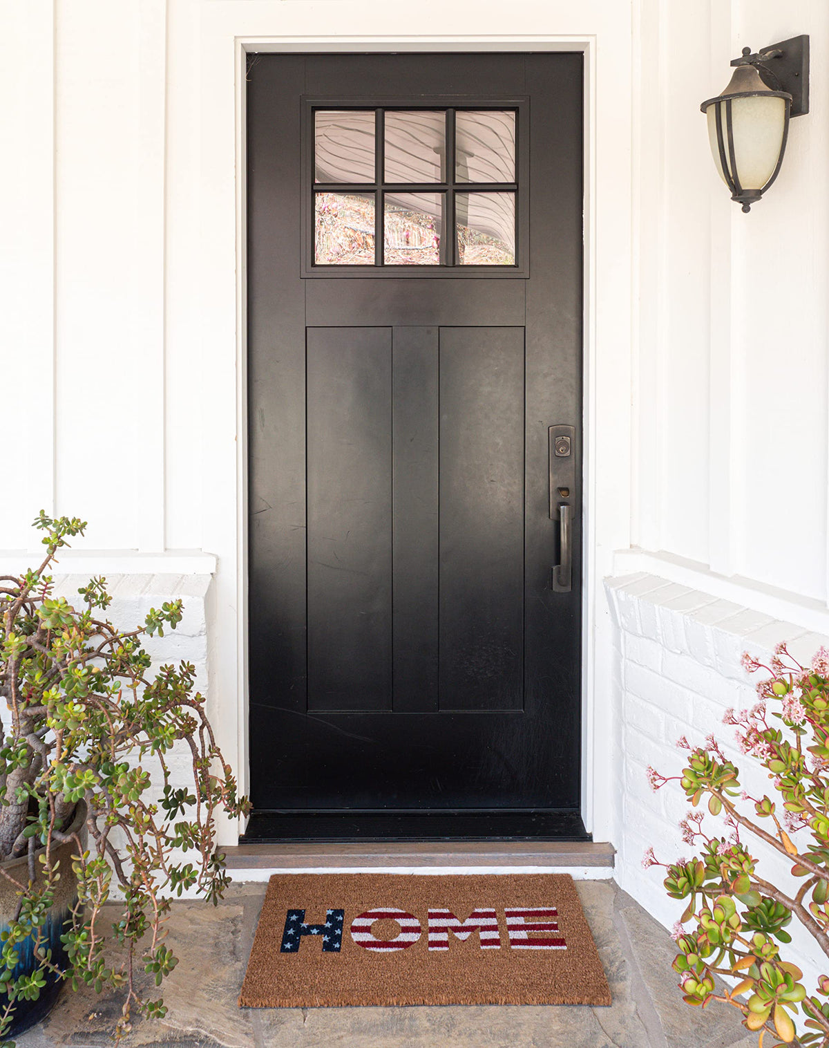 KAF Home doormat with weather-resistant PVC backing, close-up of non-slip surface.