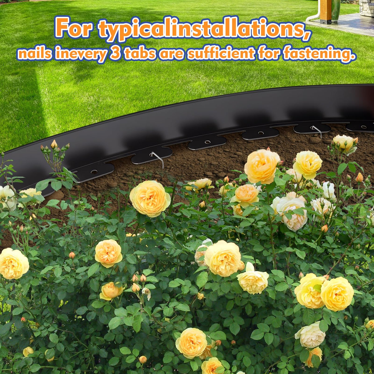Kafuzi flexible plastic border guides garden paths precisely.
