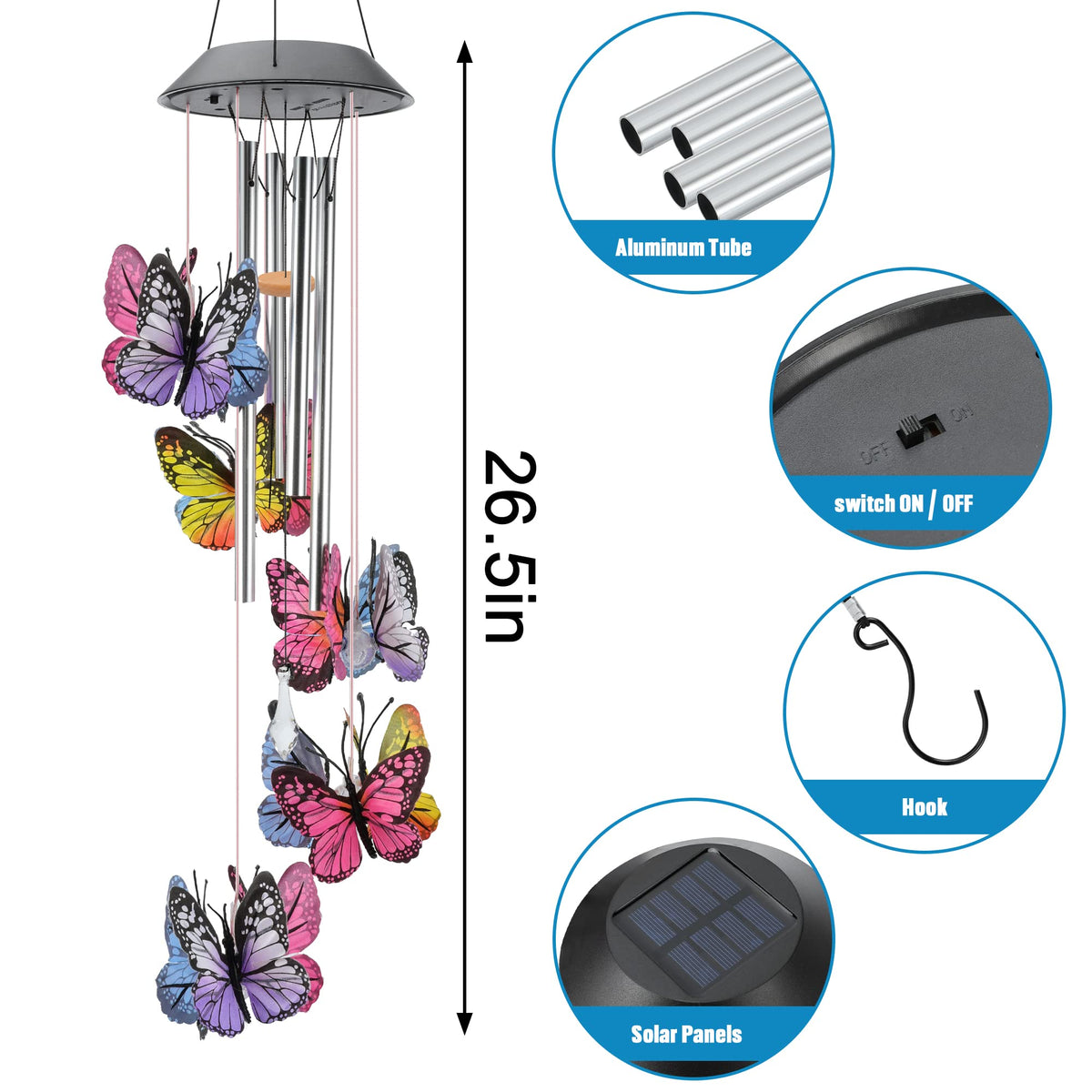 KAHACIYO Color-Changing Wind Chime night display, creates romantic atmosphere with vibrant LEDs.