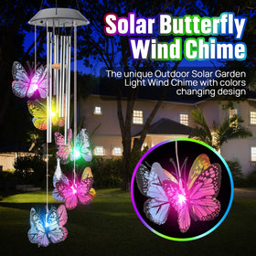 KAHACIYO Outdoor Butterfly Wind Chimes, waterproof ABS, durable decor for garden or patio.