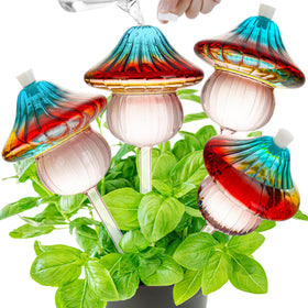 Kaimfdg 11oz glass watering globe with mushroom gradient for plant hydration