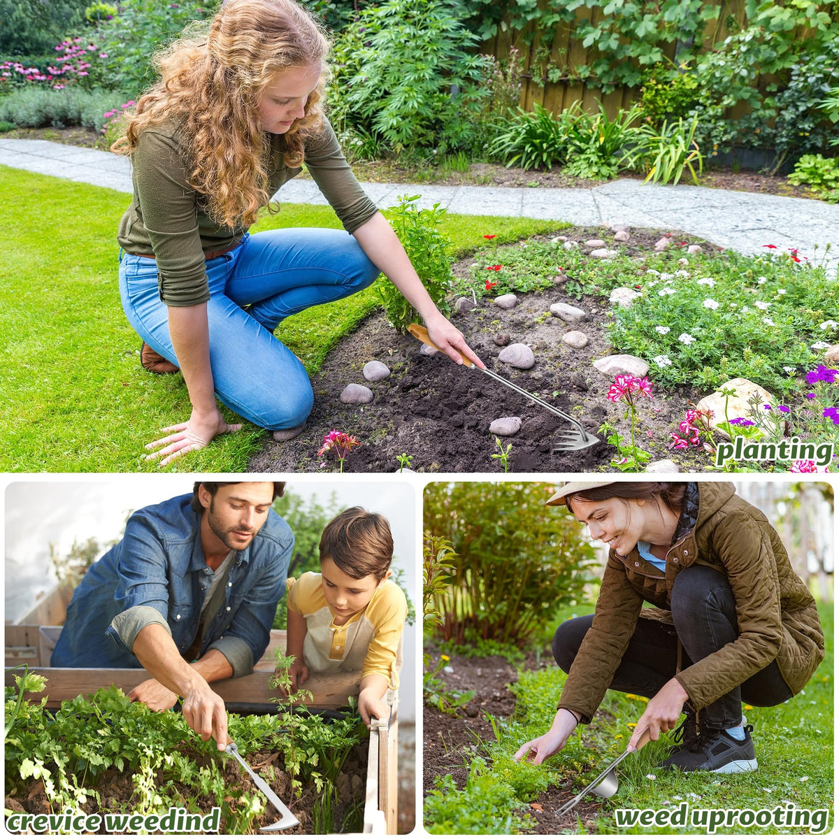 Kaimfdg garden weed removal in beds and cracks with the 3-pack