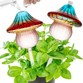 Kaimfdg mushroom glass watering bulbs deliver steady plant hydration for travel.