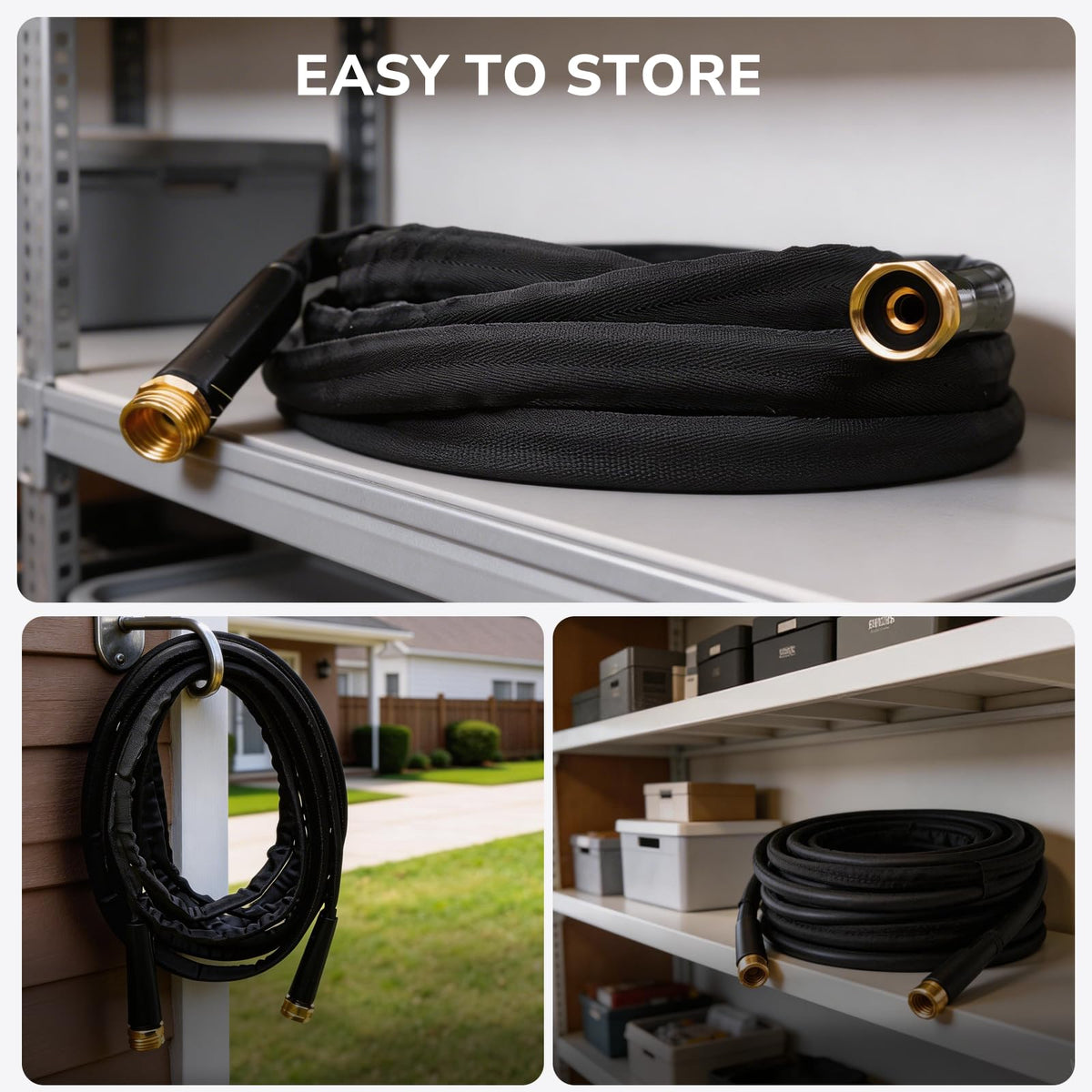 KAINGA versatile hose suits lawns, gardens, car washing, and pet cleaning.