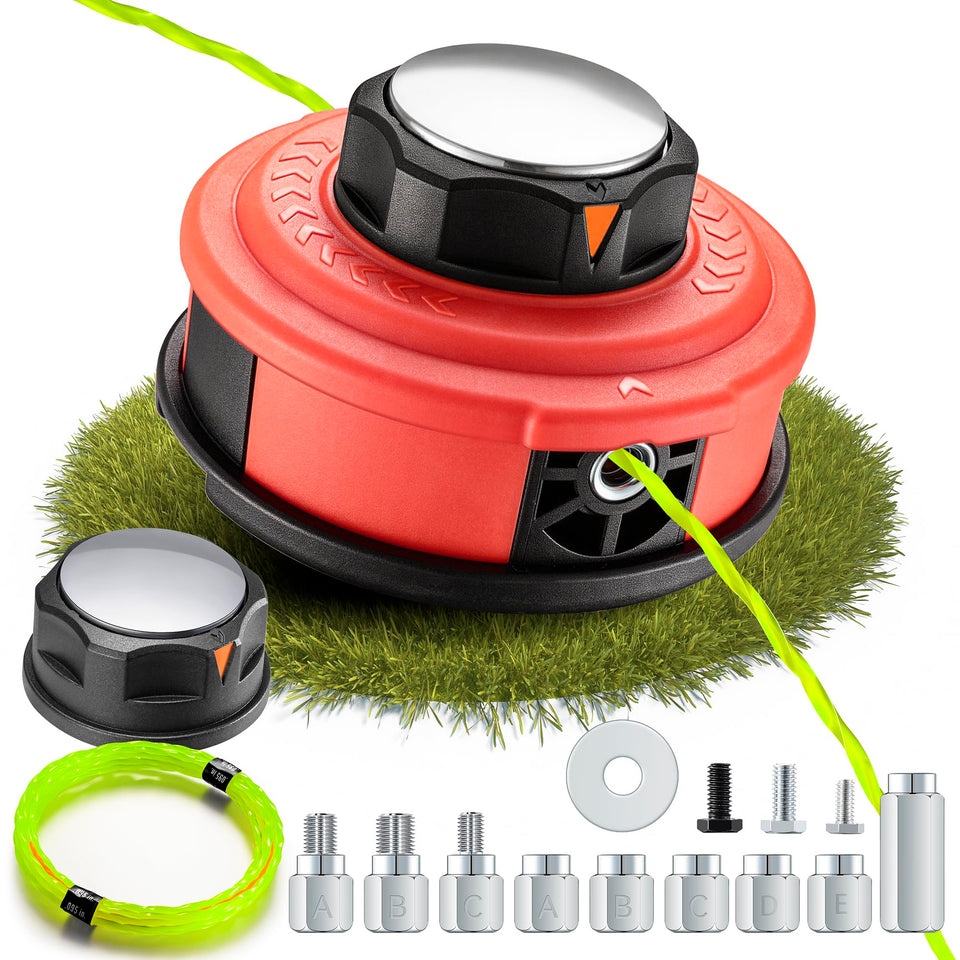 KAITAI weed eater head with steel knob for secure line feeding and durability.