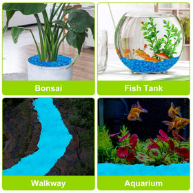 Kaiyuan Dynasty blue glow rocks enhance a fairy garden at night