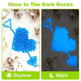 Kaiyuan Dynasty blue glow rocks define garden edges with soft light