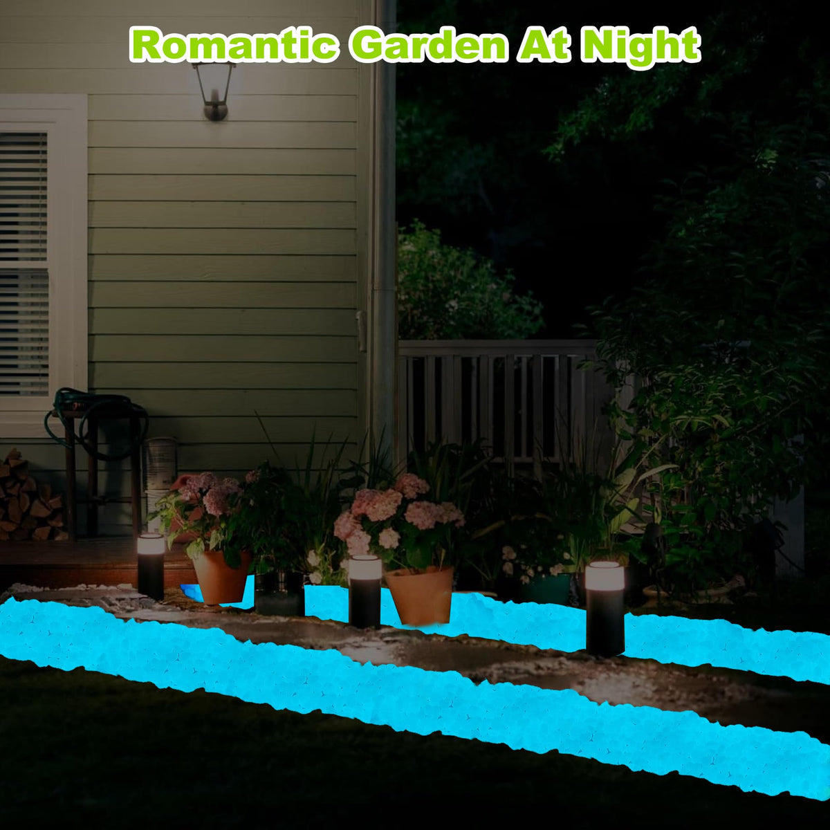 Kaiyuan Dynasty blue glow rocks decorate planters with gentle illumination