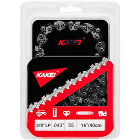 KAKEI chainsaw chain 16 inch shows 3/8 inch LP pitch for smooth cutting.