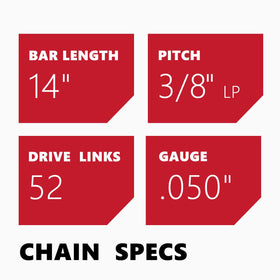 KAKEI 52-drive-link chain close-up showing semi-chisel cutters.
