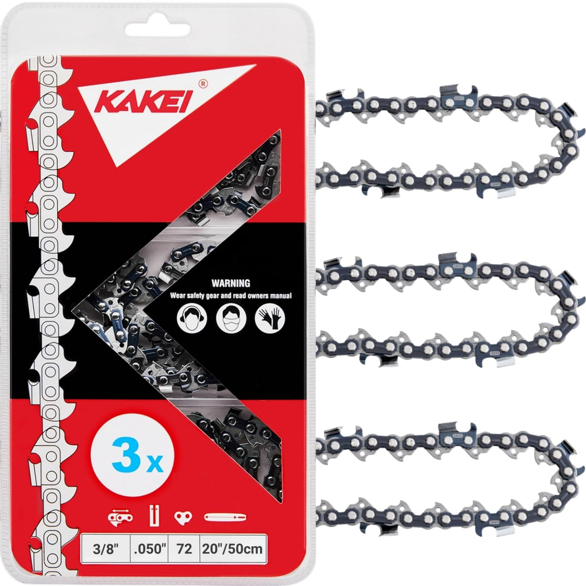 KAKEI Skiptooth 20in chain pack for easy replacement and reliable cutting.