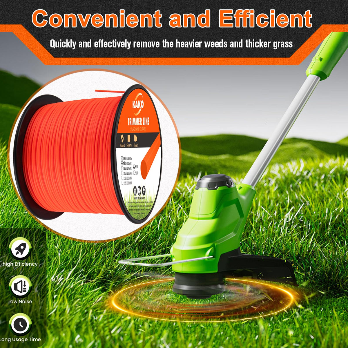 KAKO 080 trimmer line ideal for residential yards and light tasks