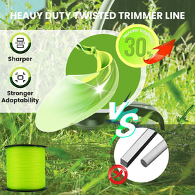 KAKO 080 trimmer line triangular twist demonstrates sharper cutting edge for thick weeds.