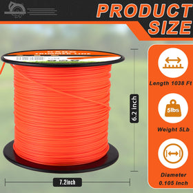 KAKO 105 round orange trimmer line on spool for high visibility cutting