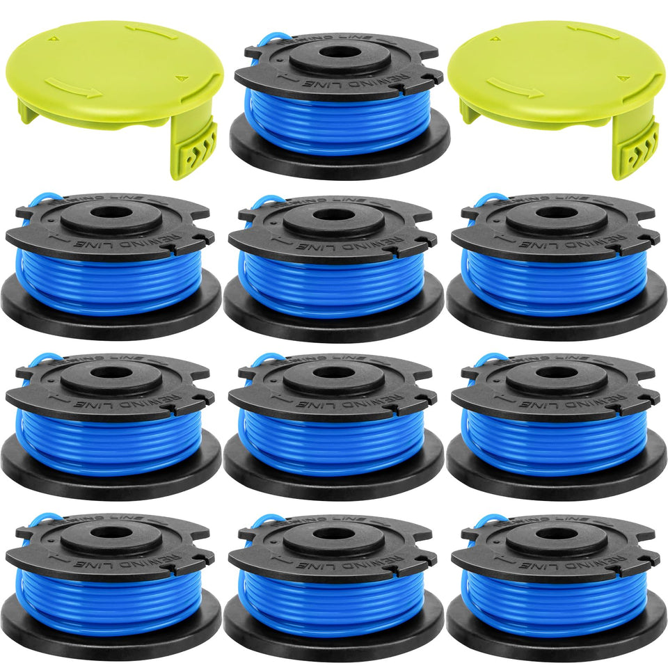 KAKO replacement spool with Greenworks 16 ft 0.065 in line for efficient trimming.