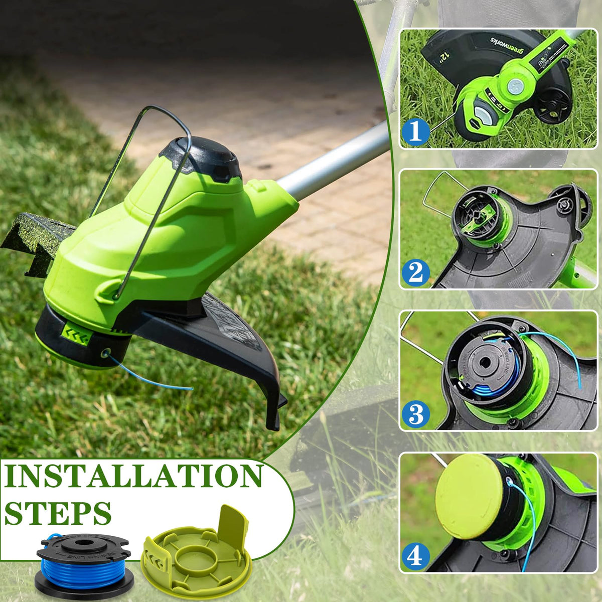 KAKO universal-compatible Greenworks spool works across multiple models.
