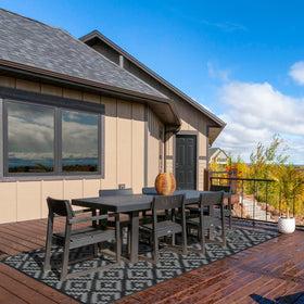 Kalafun rug with non-slip backing stays securely in place on wooden decks