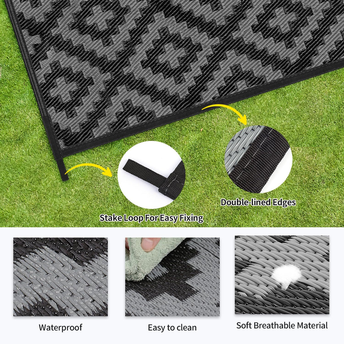 Kalafun portable rug folds compactly for storage in cars and RVs
