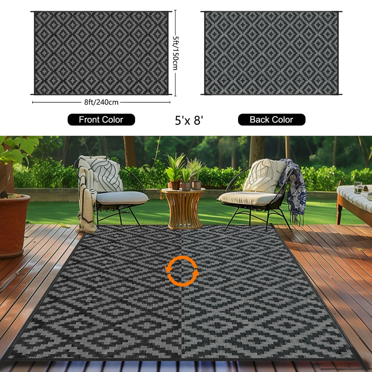 Kalafun outdoor rug quick-dry design keeps your space ready for gatherings