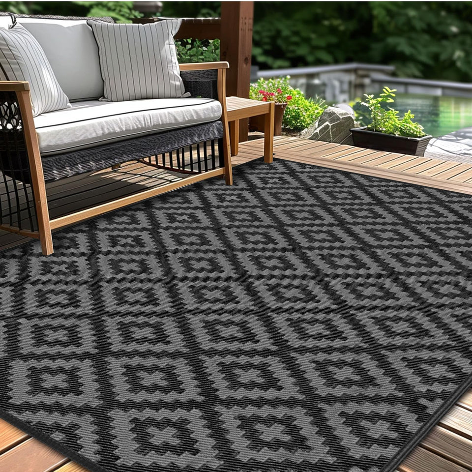 Kalafun outdoor rug with reversible design for versatile patio styling and seasonal use