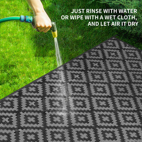 Kalafun rug with UV-resistant fibers maintains vibrant color on sunny patios