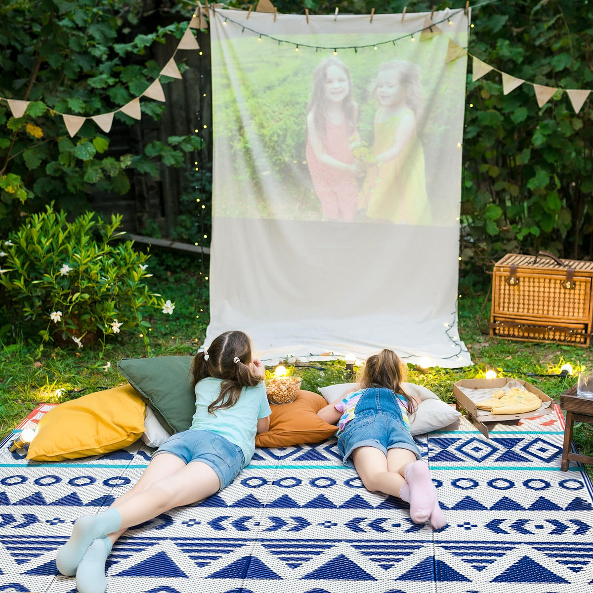 Kalafun outdoor rug ventilated weave dries quickly after spills.