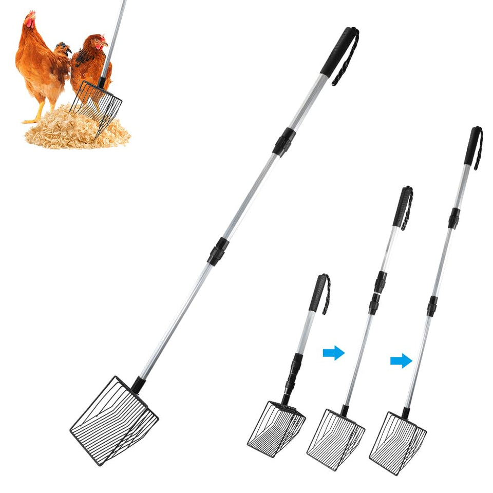 Kalekey chicken poop scooper with extended handle for easy coop cleaning