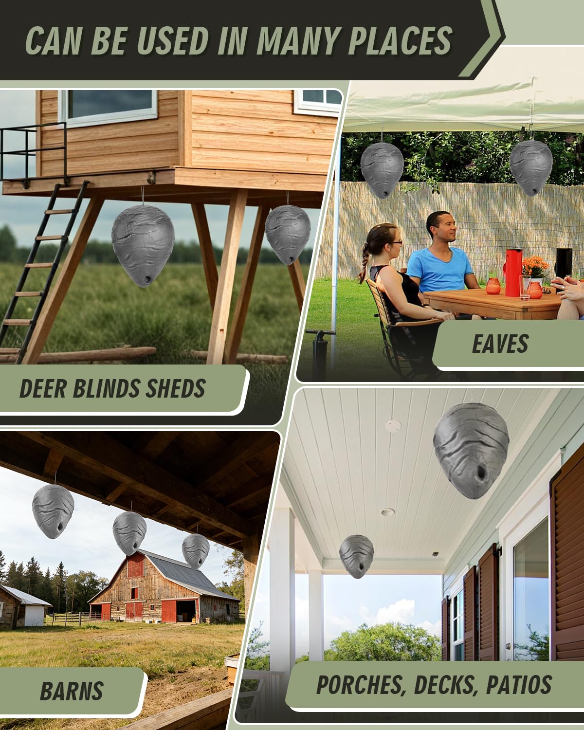 Kalkal Wasp Nest Decoy enhances outdoor gatherings by reducing wasp disturbance.