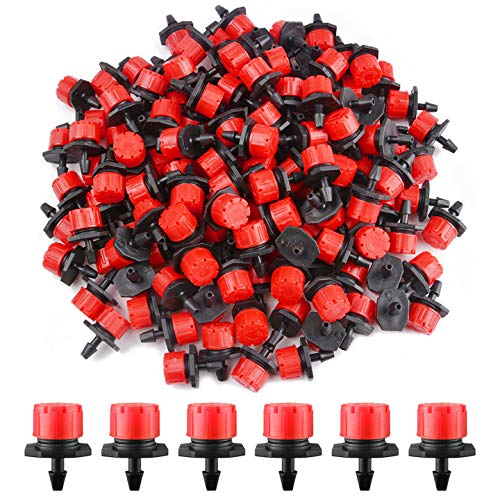 Kalolary adjustable drippers with 360-degree spray for even garden coverage.
