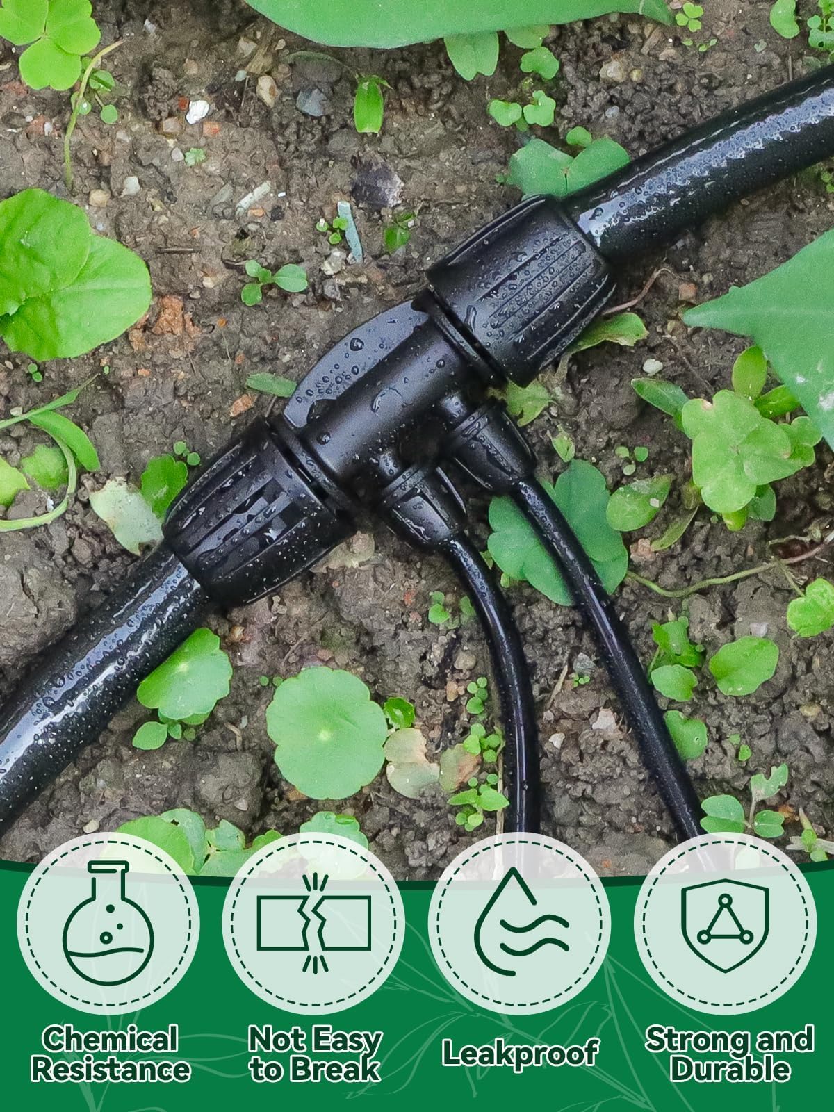 Kalolary compression anti-leak tee connector ensures secure water flow.