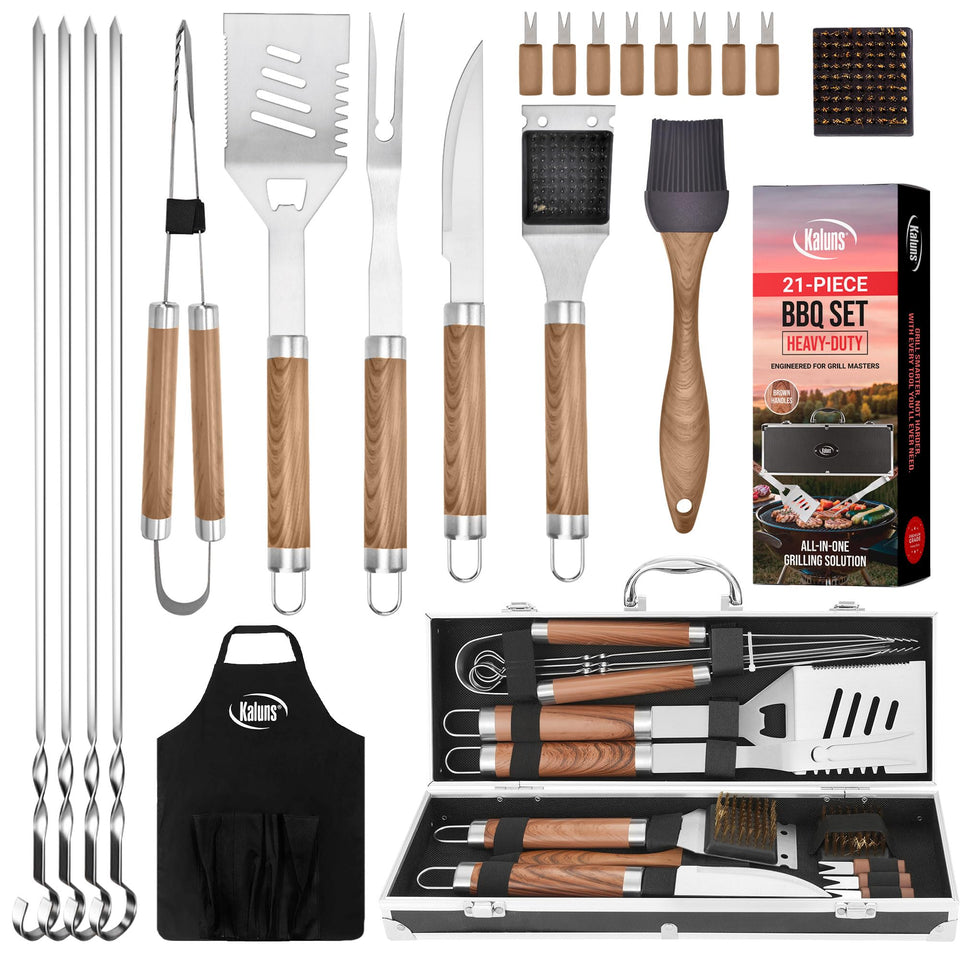 Kaluns 21-piece grill set ready for backyard cookouts.