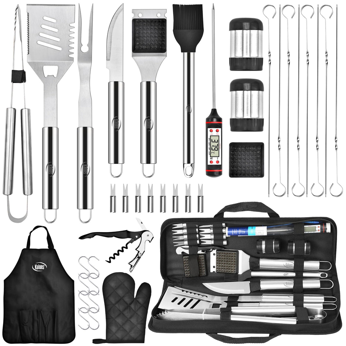 Kaluns 30-piece grill set overview for outdoor cooking