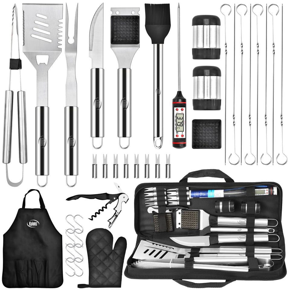 Kaluns 30-piece grill set overview for outdoor cooking
